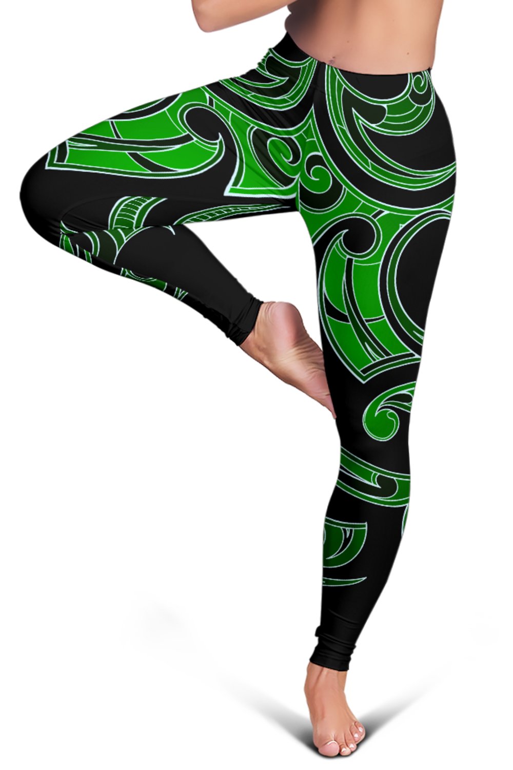 Hawaii Tribal Polynesian Women's Leggings - Green - Juno Style - AH - Polynesian Pride