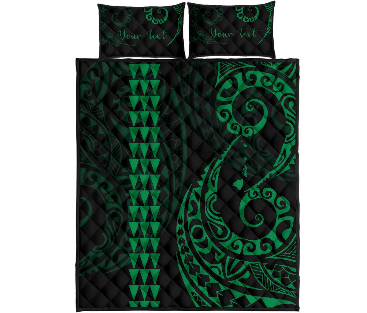 Personalized - Hawaii Quilt Bed Set - Hawaii Polynesian Quilt Bed Set - Green Green - Polynesian Pride