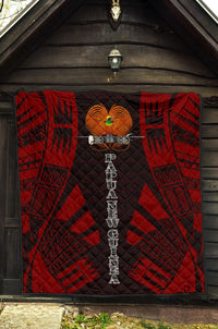 Papua New Guinea Premium Quilt - Papua New Guinea Coat Of Arsms Polynesian Red Tattoo - Polynesian Pride