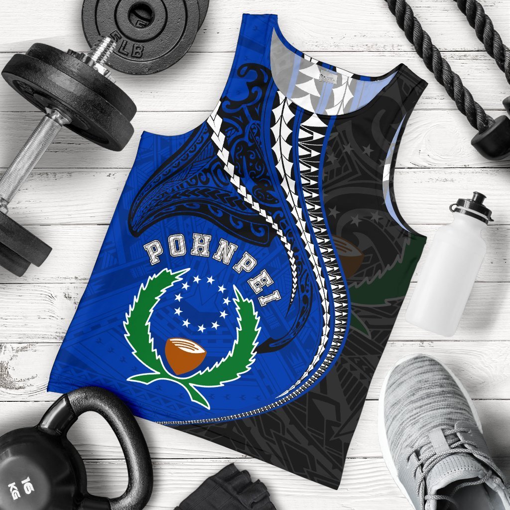 Pohnpei Men's Tank Top Kanaloa Tatau (Black) Black - Polynesian Pride