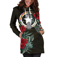 Northern Mariana Islands Hoodie Dress - Northern Mariana Islands Flag Hibiscus - Polynesian Pride