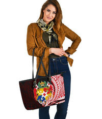 Tonga Large Leather Tote - Wings Style - Polynesian Pride