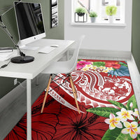 Tonga Polynesian Area Rug - Summer Plumeria (Red) - Polynesian Pride