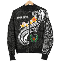 Pohnpei Custom Personalised Men's Bomber Jacket - Pohnpei Seal Polynesian Patterns Plumeria (Black) - Polynesian Pride