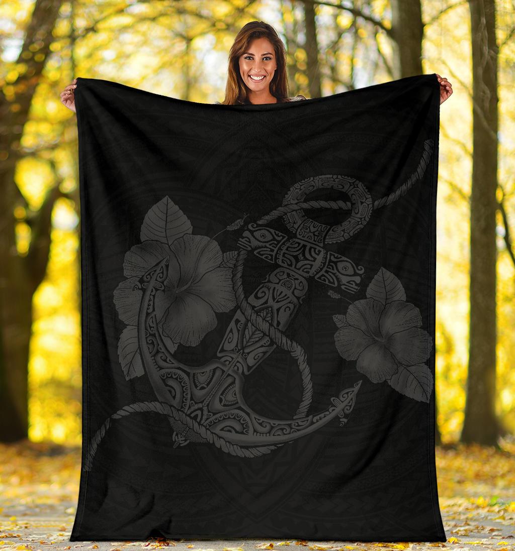 Anchor Gold Gray Tribal Premium Blanket - Polynesian Pride
