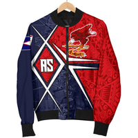 American Samoa Men's Bomber Jacket - AS Flag with Polynesian Patterns - Polynesian Pride
