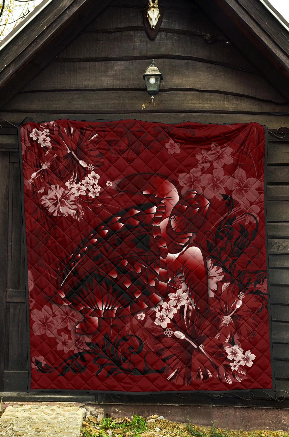 Hawaii Quilt - Hawaii Turtle Magenta Premium Quilt - Polynesian Pride