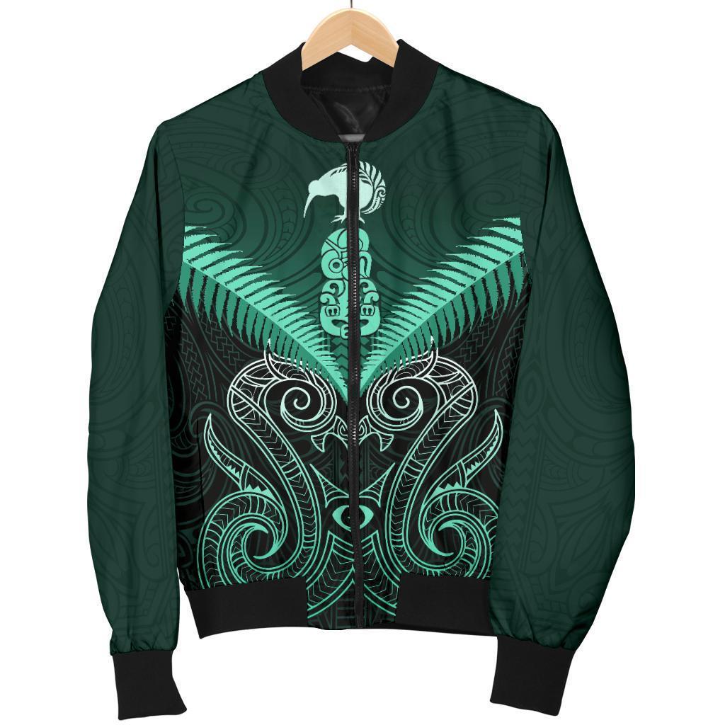Maori Manaia New Zealand Men Bomber Jacket Turquoise - Polynesian Pride