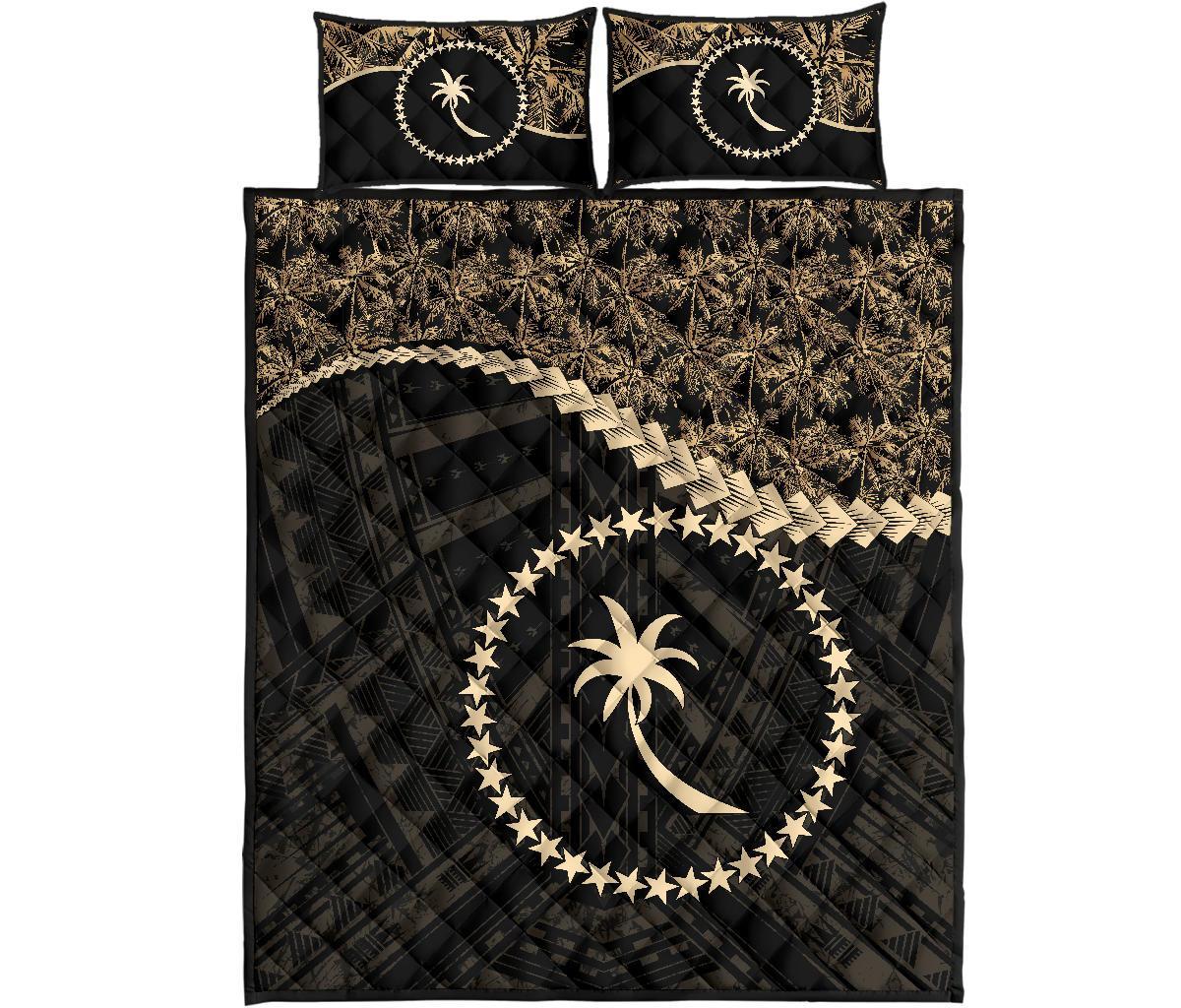 Chuuk Polynesian Quilt Bed Set Golden Coconut Golden - Polynesian Pride