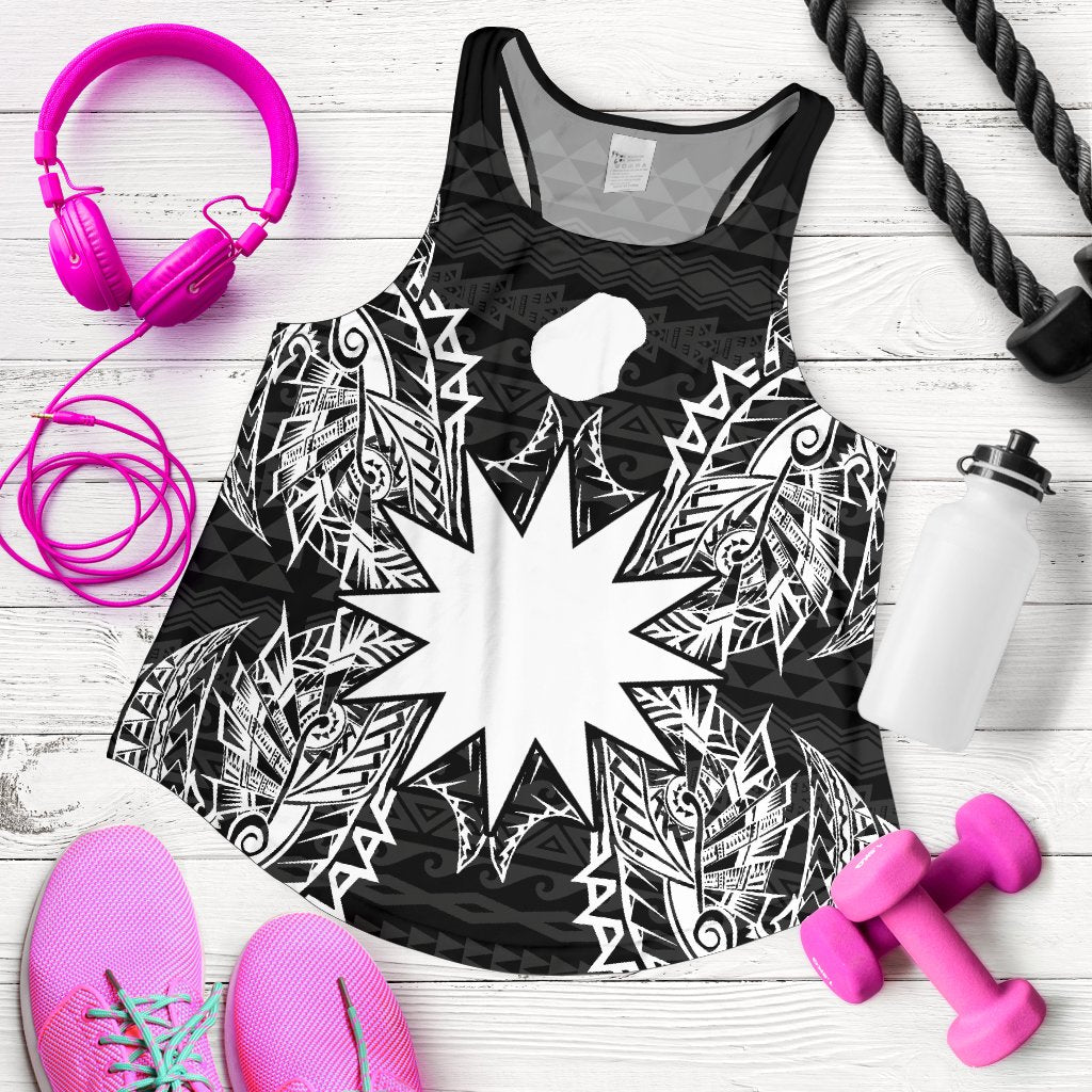 Nauru Polynesian Women Tank Top Map Black - Polynesian Pride