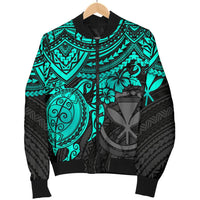 Polynesian Hawaii Bomber Jacket (Men) - Turquoise Turtle - Polynesian Pride