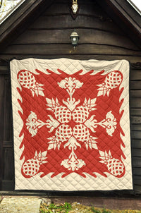 Hawaiian Pineapple Pattern Premium Quilt - Red - Argu Style - AH - Polynesian Pride