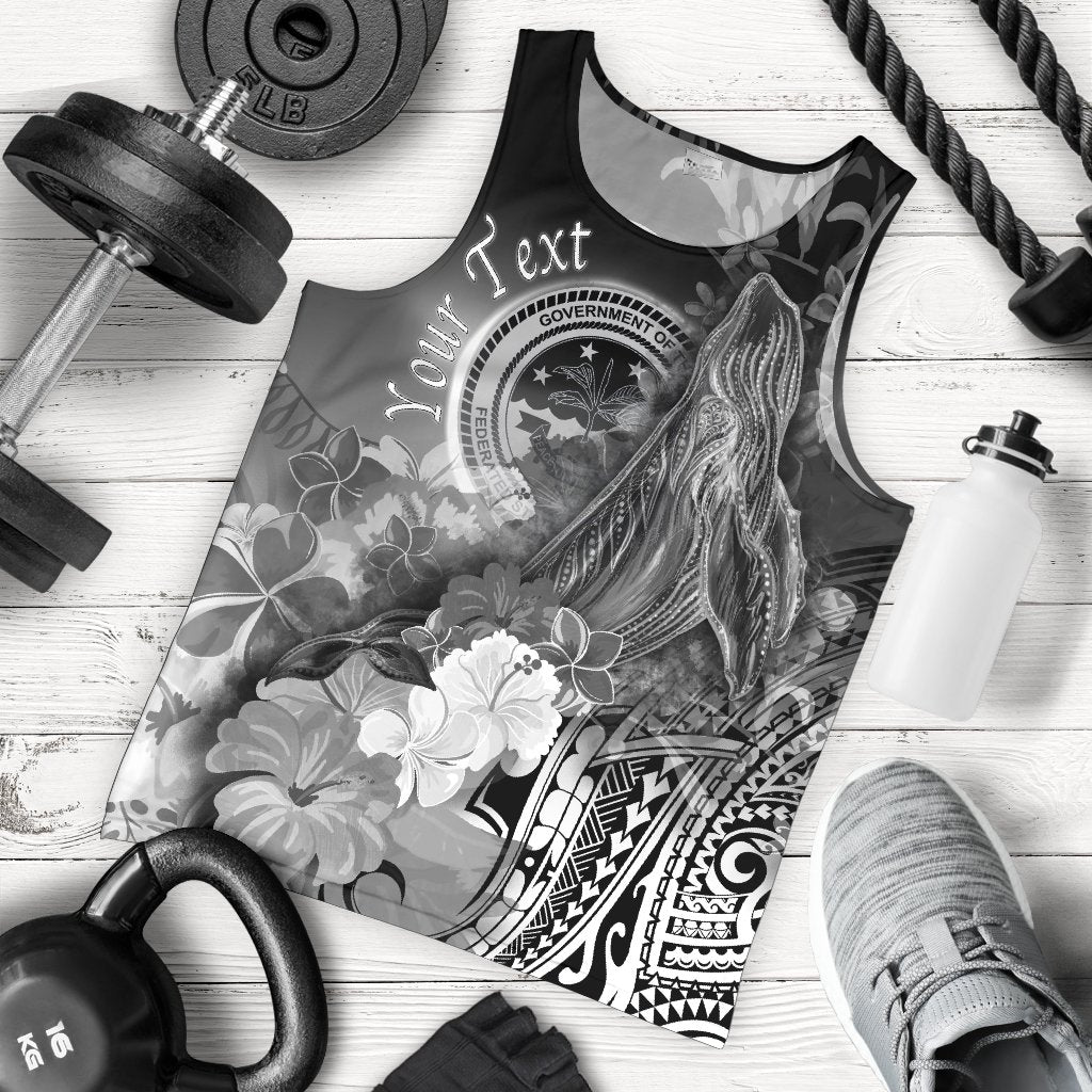 Federated States of Micronesia Custom Personalised Men's Tank Top - Humpback Whale with Tropical Flowers (White) White - Polynesian Pride