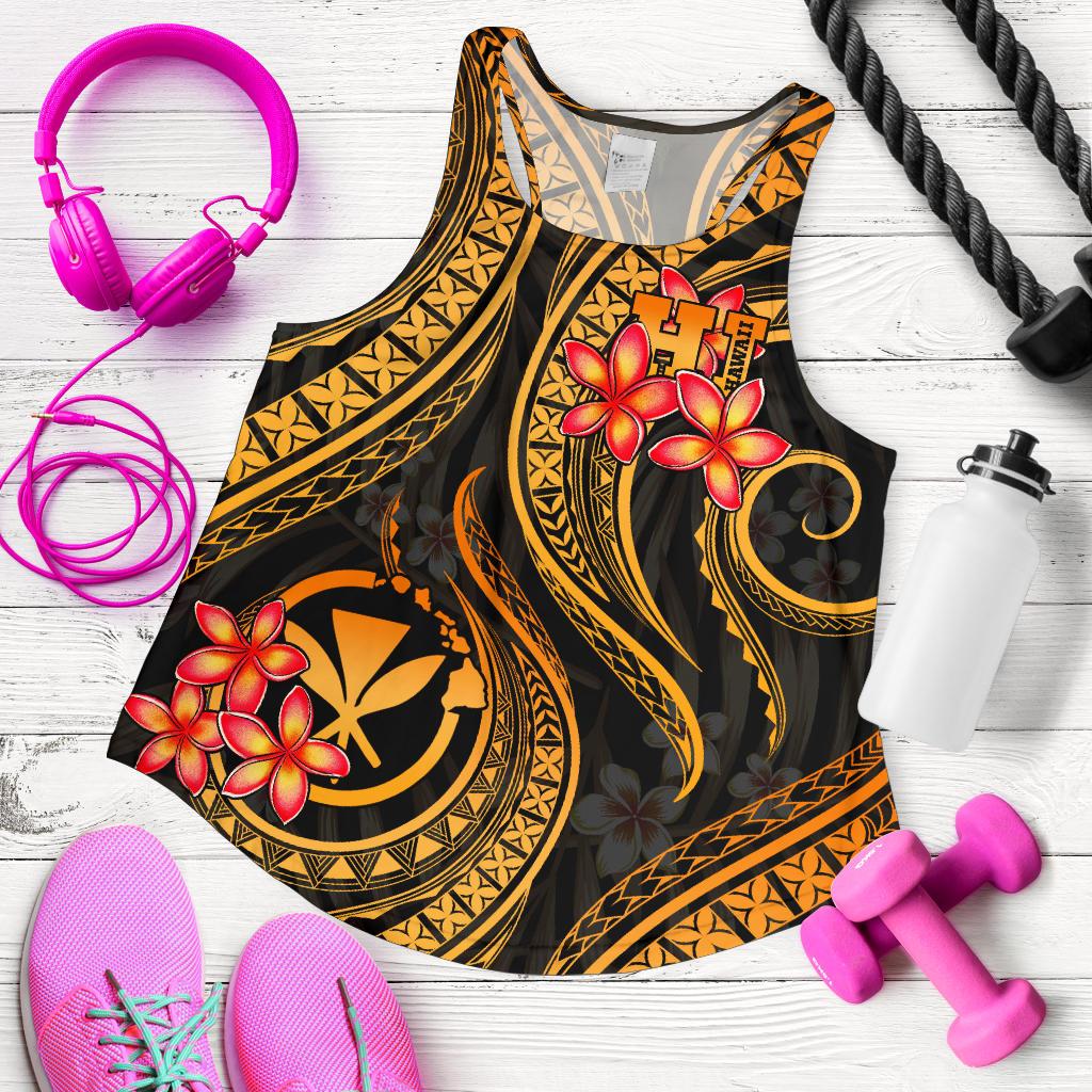 Polynesian Hawaii Women Racerback Tank - Gold Plumeria - Polynesian Pride