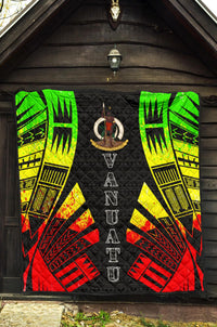 Vanuatu Premium Quilt - Vanuatu Coat Of Arms Polynesian Reggae Tattoo - Polynesian Pride
