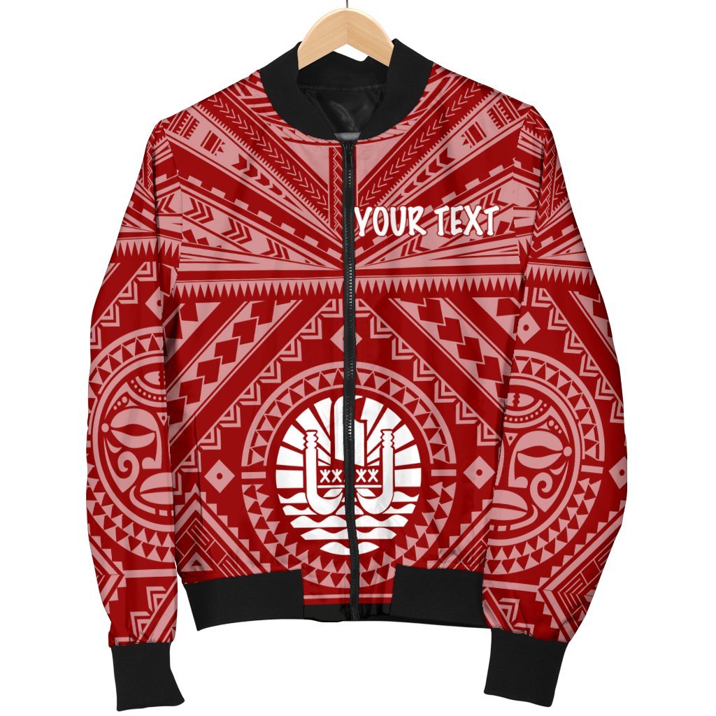 Tahiti Personalised Men's Bomber Jacket - Tahiti Seal In Polynesian Tattoo Style (Red) - Polynesian Pride
