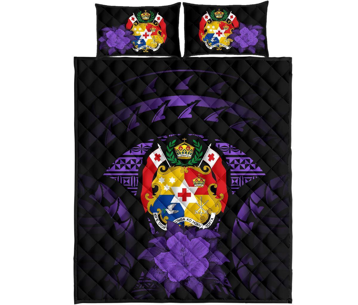 Tonga Polynesian Quilt Bed Set Hibiscus Purple - Polynesian Pride