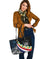 Polynesian Hawaii Large Leather Tote Bag - Hawaii Seal With Plumeria Style - Polynesian Pride