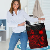 Nauru Laundry Basket - Polynesian Turtle Hibiscus Red - Polynesian Pride