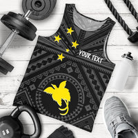 Papua New Guinea Personalised Men's Tank Top - Flag With Polynesian Patterns (Black) Black - Polynesian Pride