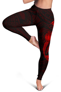Hawaii Turtle Shark Polynesian Leggings - Red - Polynesian Pride