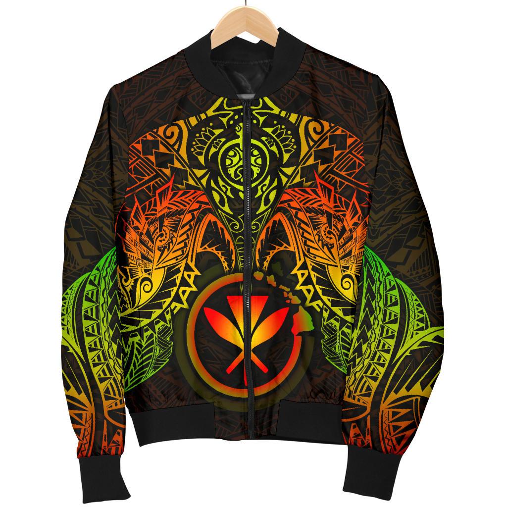 Polynesian Hawaii Bomber Jacket (Men) - Reggae Turtle Manta Ray - Polynesian Pride