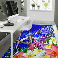 Tahiti Area Rug - Turtle Plumeria (Blue) - Polynesian Pride
