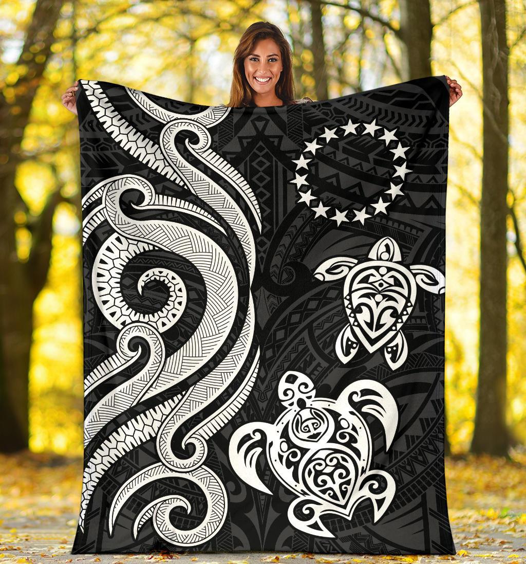 Cook Islands Premium Blanket - White Tentacle Turtle - Polynesian Pride