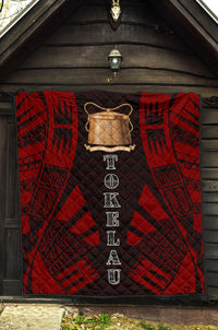 Tokelau Premium Quilt - Tokelau Coat Of Arms Polynesian Red Tattoo - Polynesian Pride