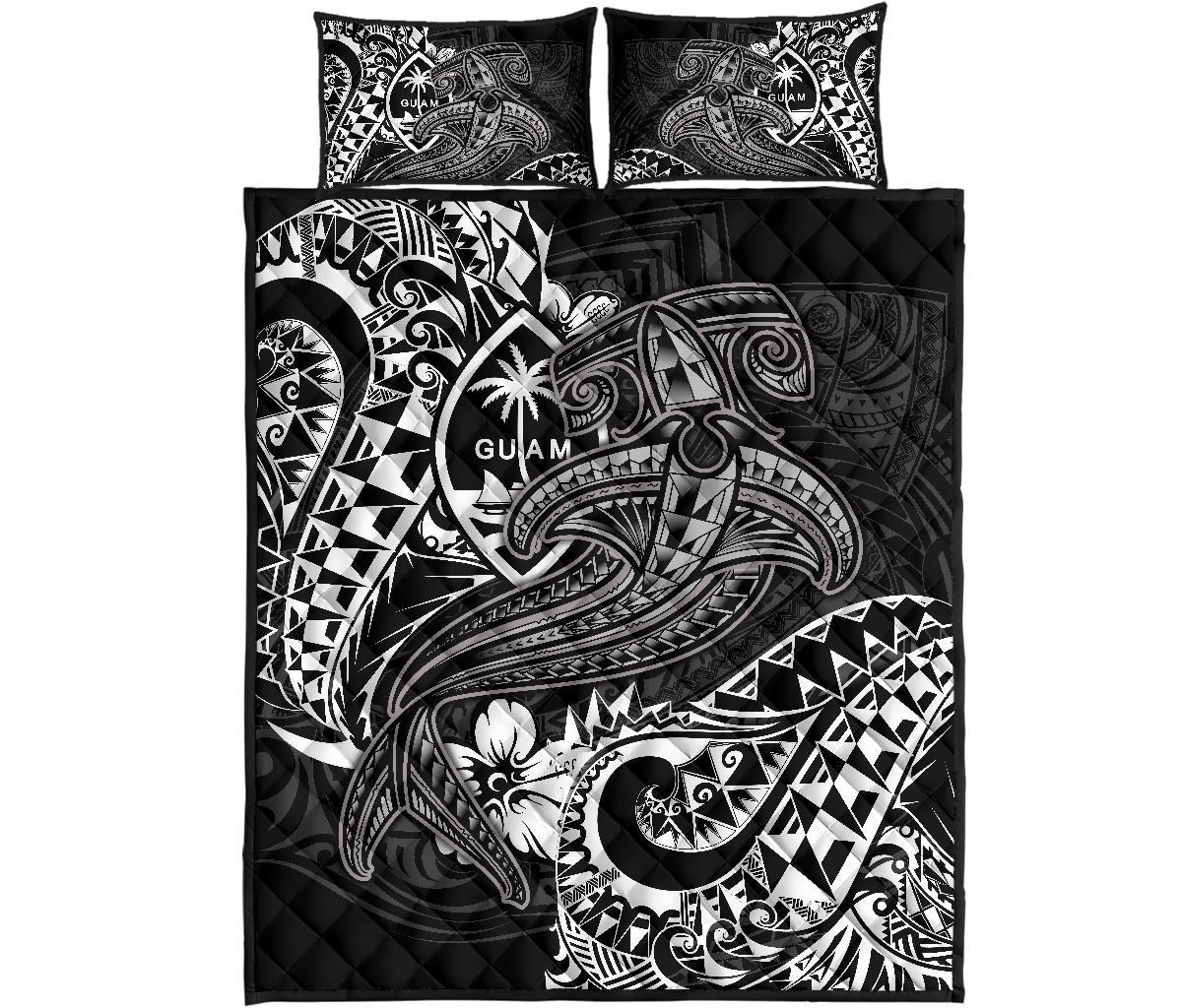 Guam Polynesian Quilt Bed Set - White Shark Polynesian Tattoo - Polynesian Pride