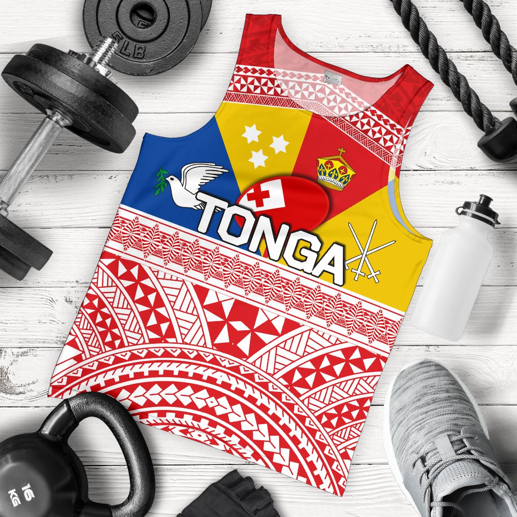 Tonga Rugby Men's Tank Top Special Coat Of Arms Red - Polynesian Pride