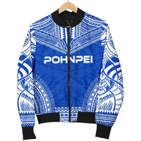 Pohnpei Flag Polynesian Chief Women'S Bomber Jacket - Polynesian Pride