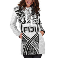 Fiji Rugby Women Hoodie Dress Polynesian Waves Style - Polynesian Pride