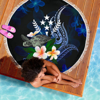 Kosrae Polynesian Beach Blanket - Turtle With Plumeria Flowers - Polynesian Pride