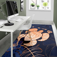 Hawaiian Map Hibiscus Turtle Polynesian Indigo Luxury - Rug - Polynesian Pride