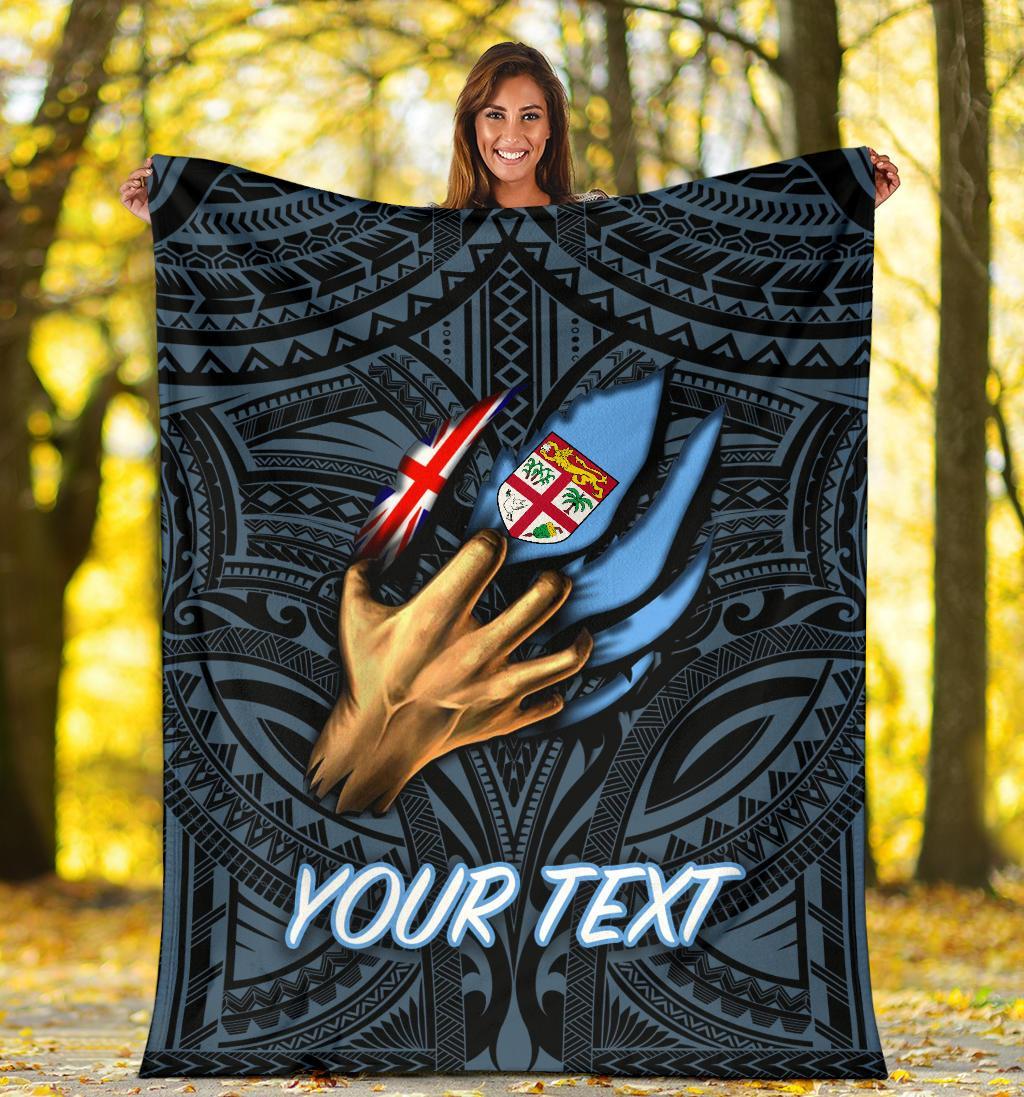 Fiji Personalised Premium Blanket - Fiji In Me (Blue) - Polynesian Pride
