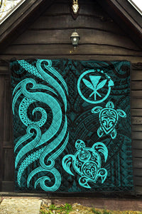 Hawaii Premium Quilt - Turquoise Tentacle Turtle - Polynesian Pride