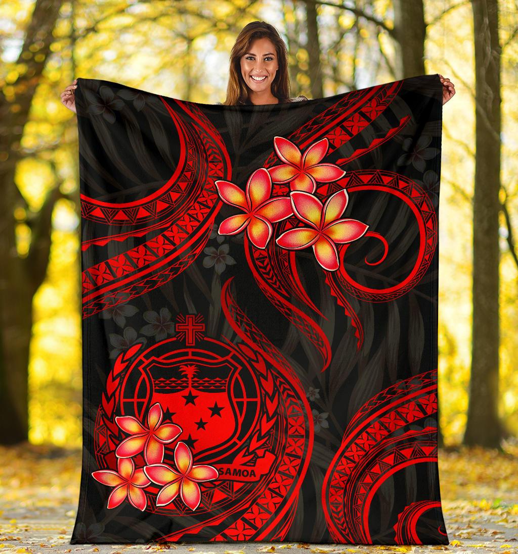 Samoa Polynesian Premium Blanket - Red Plumeria - Polynesian Pride