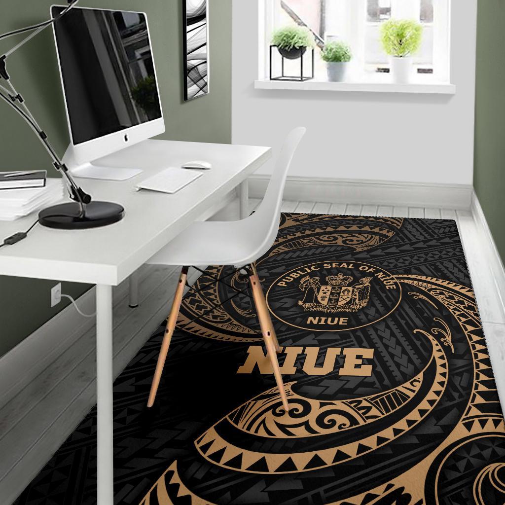 Niue Polynesian Area Rug - Gold Tribal Wave - Polynesian Pride