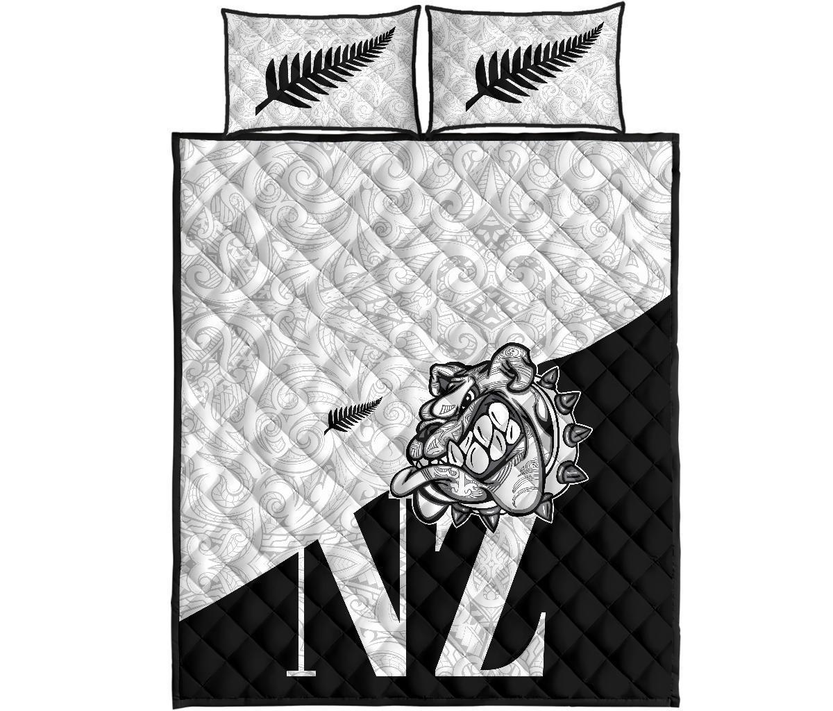 Aotearoa Bulldog Maori Quilt Bed Set - White - Polynesian Pride