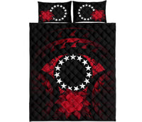 Cook Islands Polynesian Quilt Bed Set Hibiscus Red - Polynesian Pride