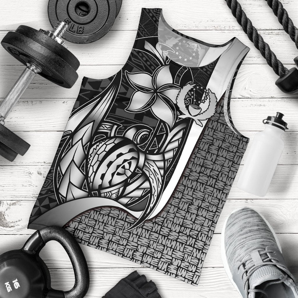 Pohnpei Micronesia Men's Tank Top White - Turtle With Hook - Polynesian Pride