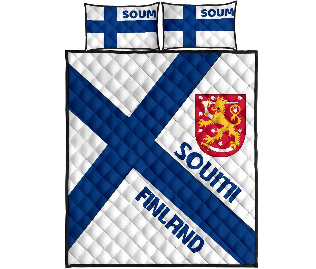 Finland Quilt Bed Set - Finland Flag Style - Polynesian Pride