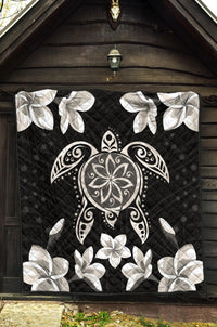 Hawaiian Silver Turtle Plumeria Quilt - Polynesian Pride