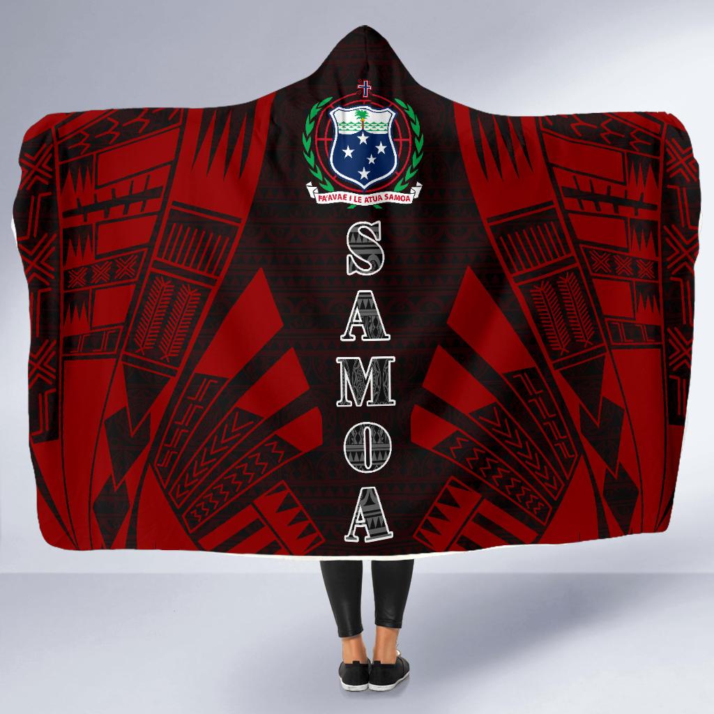 Samoa Hooded Blanket - Polynesian Tattoo Red - Polynesian Pride