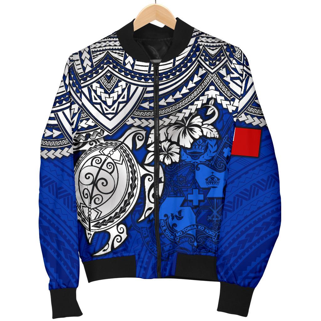 Tonga Polynesian Bomber Jacket (Men) - Blue Turtle - Polynesian Pride