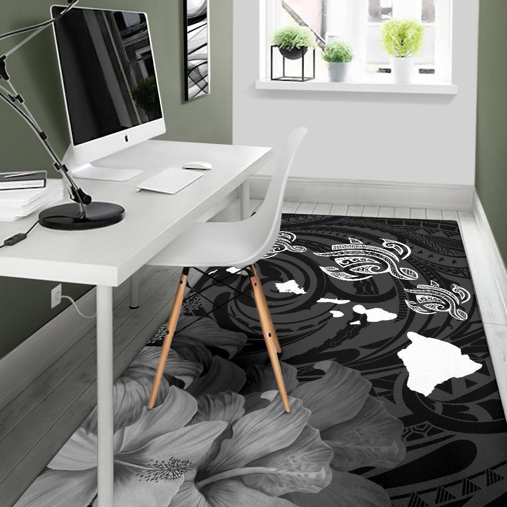 Hawaii Turtle Hibiscus Map Polynesian Area Rug AH - Polynesian Pride