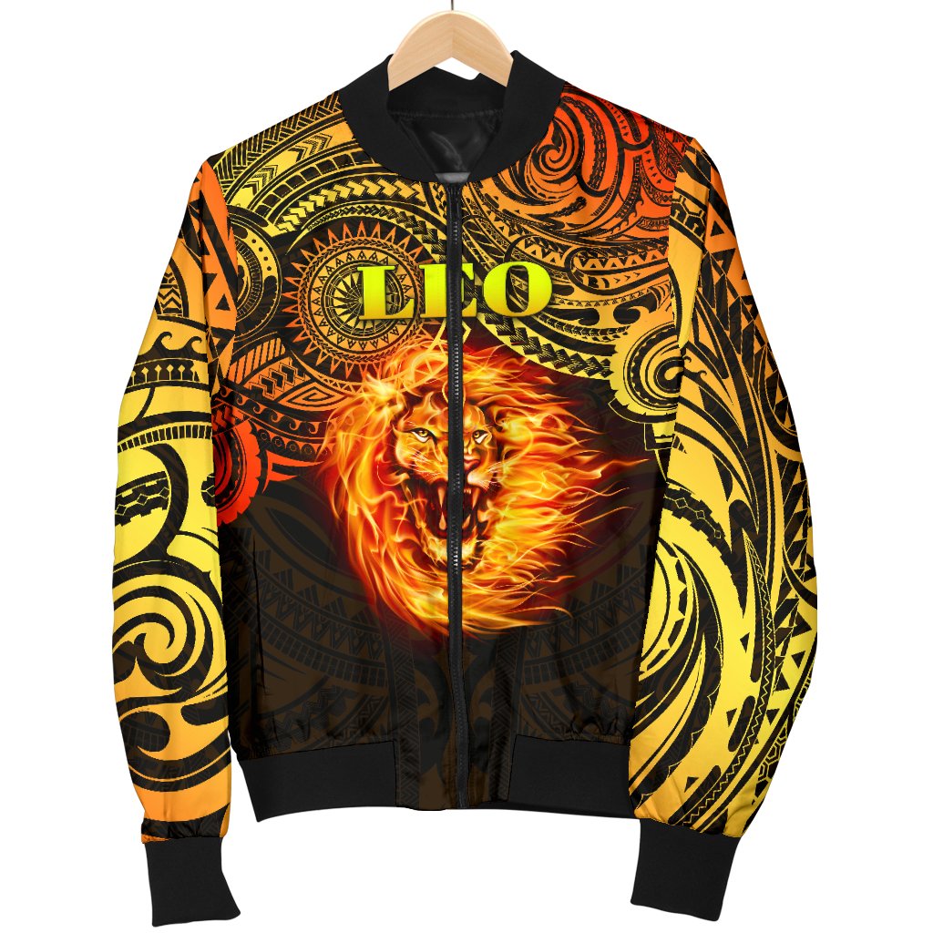 Sun In Leo Zodiac Women Bomber Jacket Polynesian Tattoo Unique Vibes - Polynesian Pride