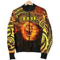 Sun In Leo Zodiac Women Bomber Jacket Polynesian Tattoo Unique Vibes - Polynesian Pride