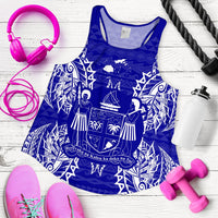 Fiji Polynesian Women Tank Top Map Blue - Polynesian Pride